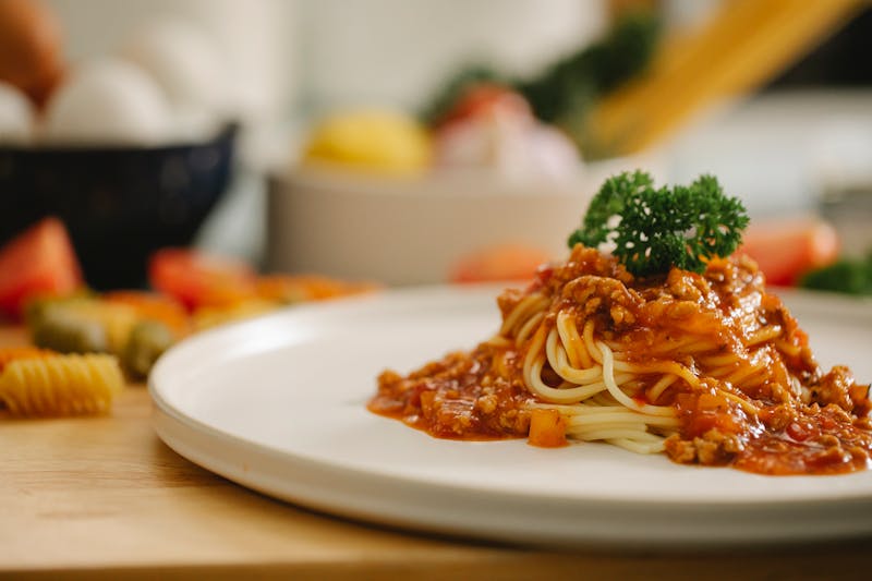 Dions Spaghetti Bolognese with rich meat sauce